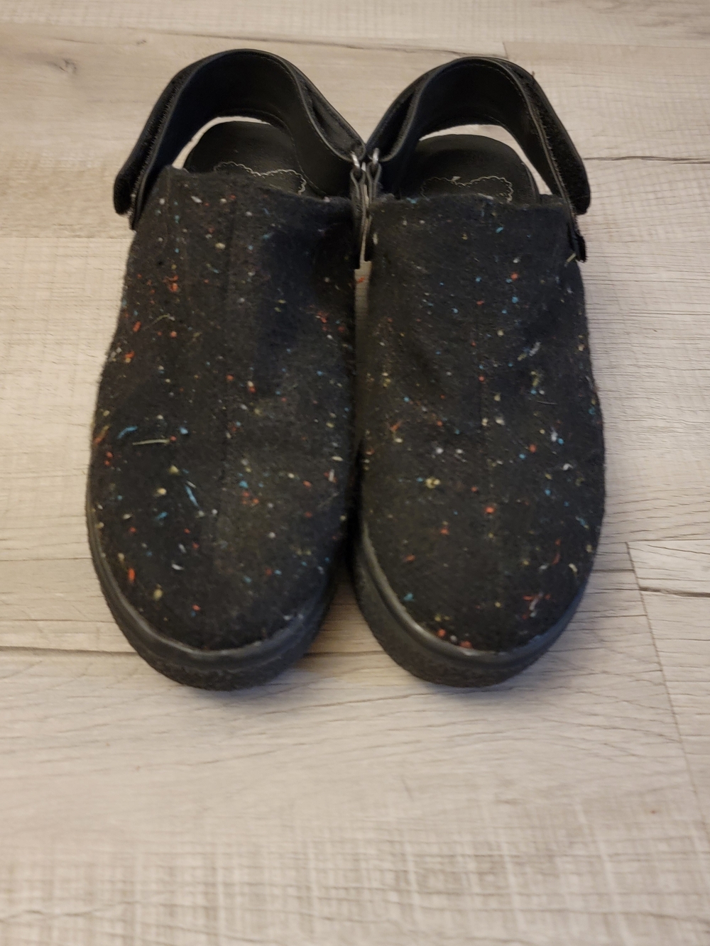 Rocket Dog, Adore, Black Sz 8 Speckled Wool Adj. Strap Cushion Platform Clog